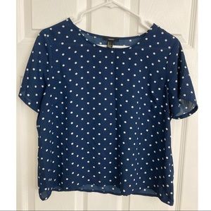 Forever 21 Blue and White Polka Dot Blouse